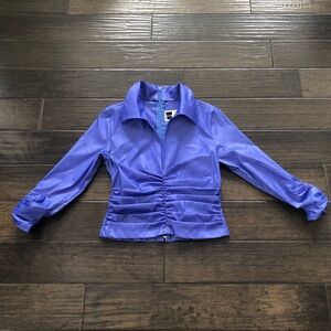 Vtg Tadashi Shoji Blouse Women 10 Rushed Front Taffeta Cocktail BackZip Lavender